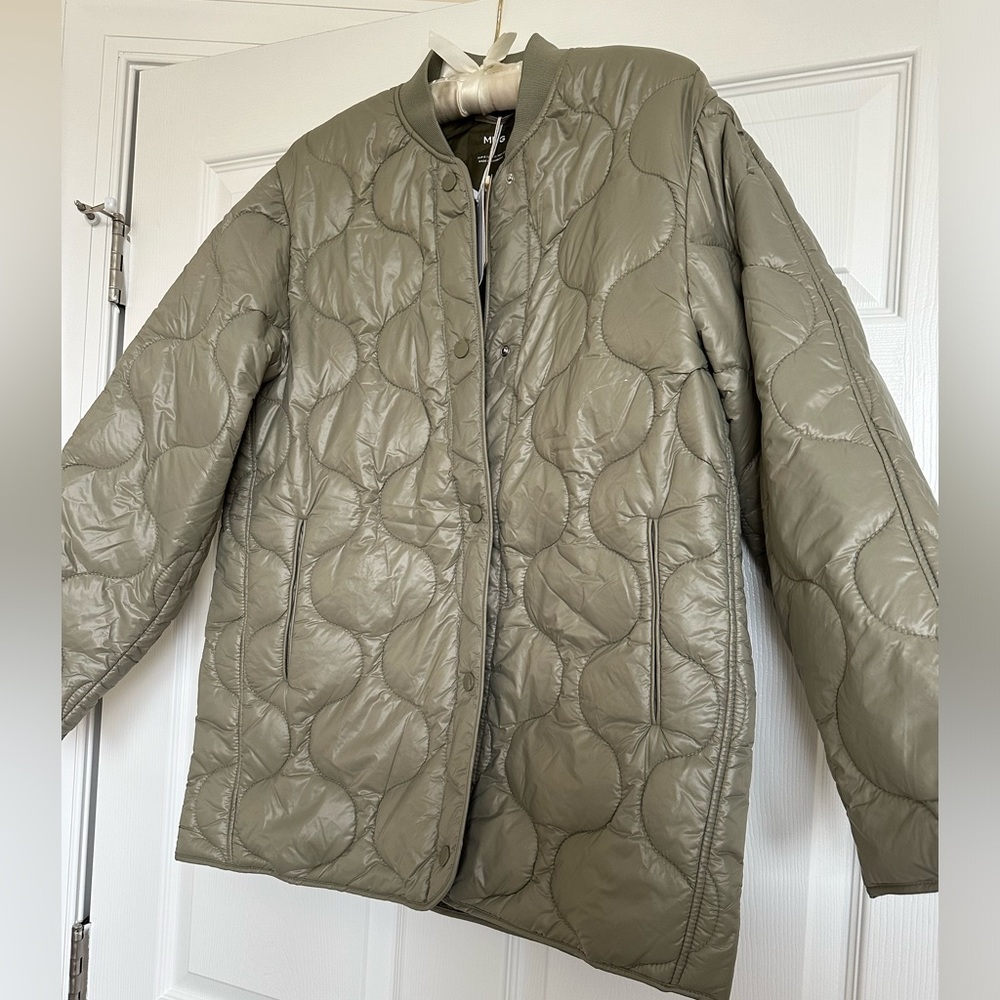 Mango MNG satin quilted padded blogger favorite puffer jacket water repellent - Picture 9 of 9